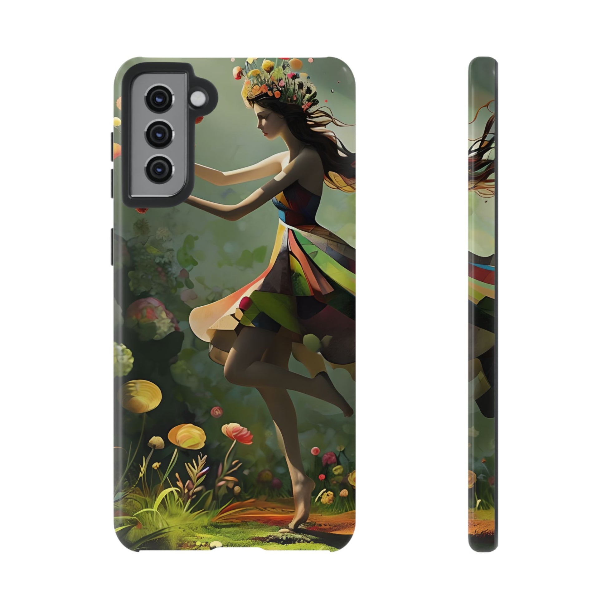 Dancing Wildflower Muse Samsung Galaxy S21 Plus Tough Case - Artistic Floral Fantasy Cover - Whimsical Nature-Inspired Protective Accessory