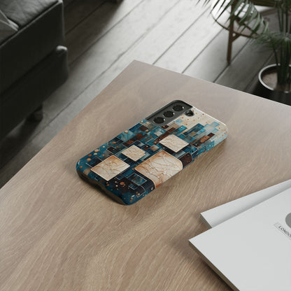Architectural Drift Samsung Galaxy Case - Modern Geometric Teal & Parchment Design