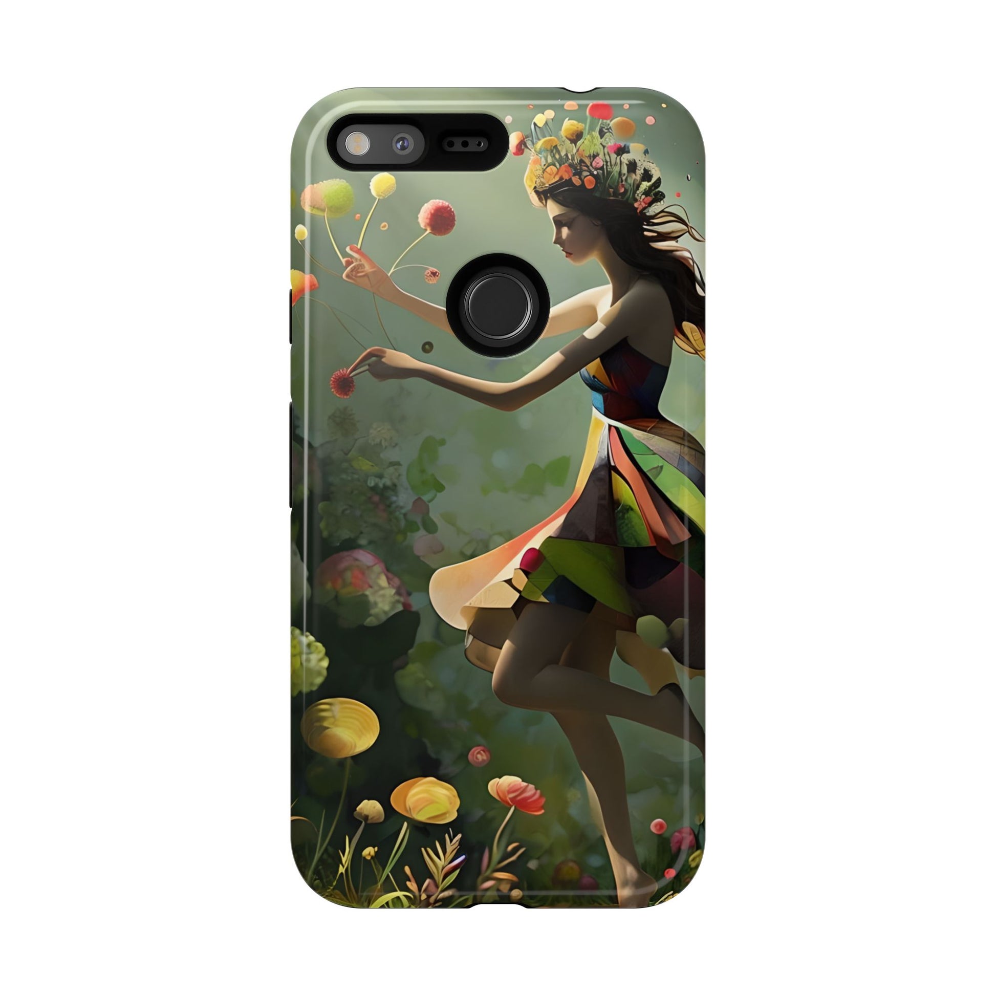 Dancing Wildflower Muse Google Pixel XL Tough Case - Artistic Floral Fantasy Cover - Whimsical Nature-Inspired Protective Accessory