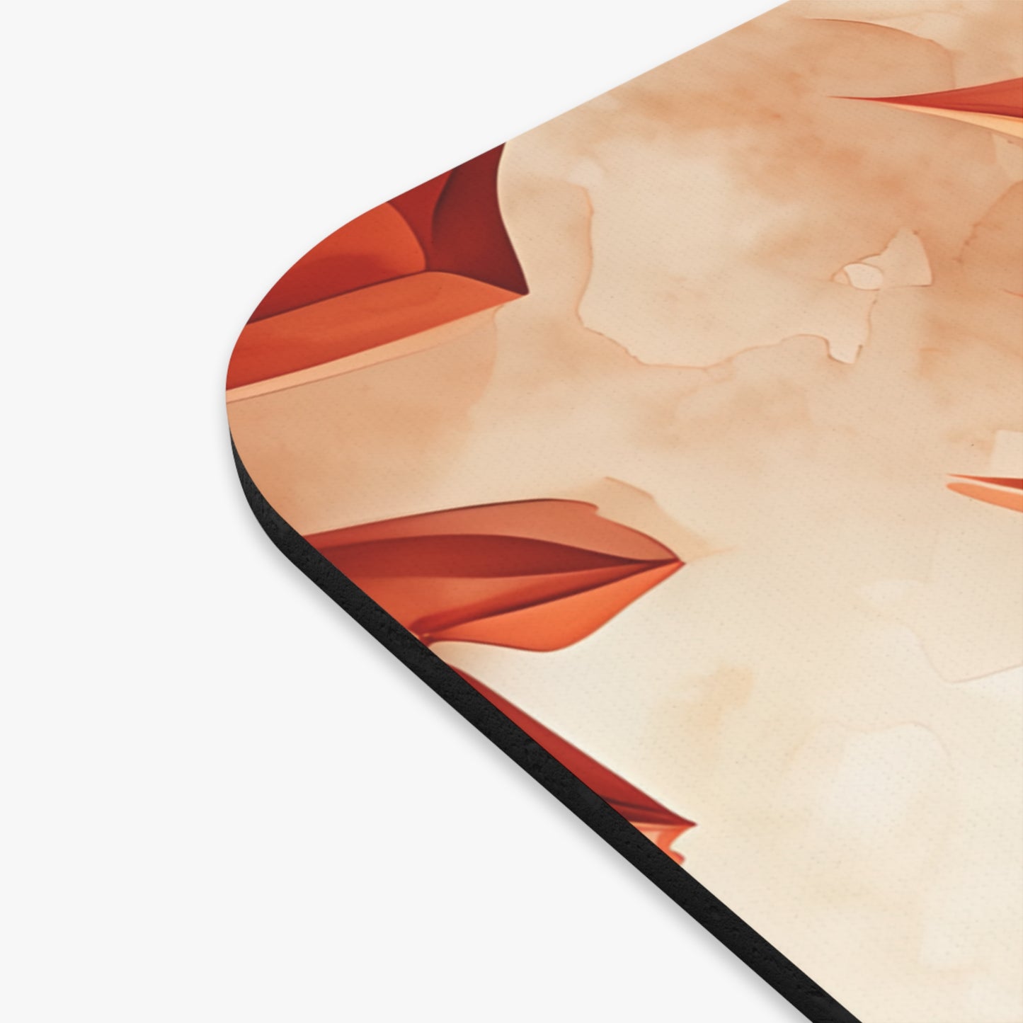 Close-up of Sunset Fleur mouse pad showing printed floral bloom detail