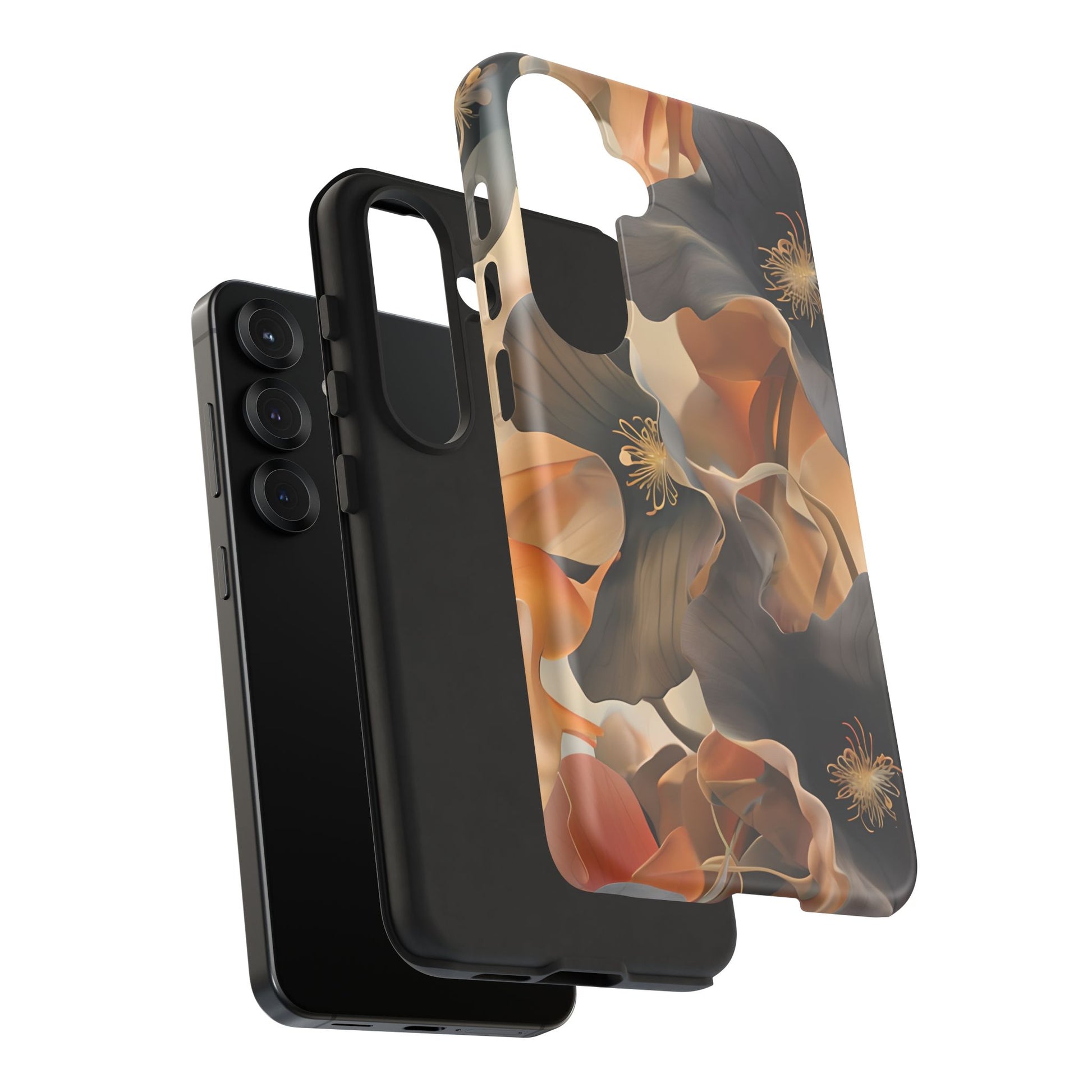Autumn Ember - Moody Floral Art Samsung Galaxy S25 Tough Phone Case - Warm Earthy Botanical Design