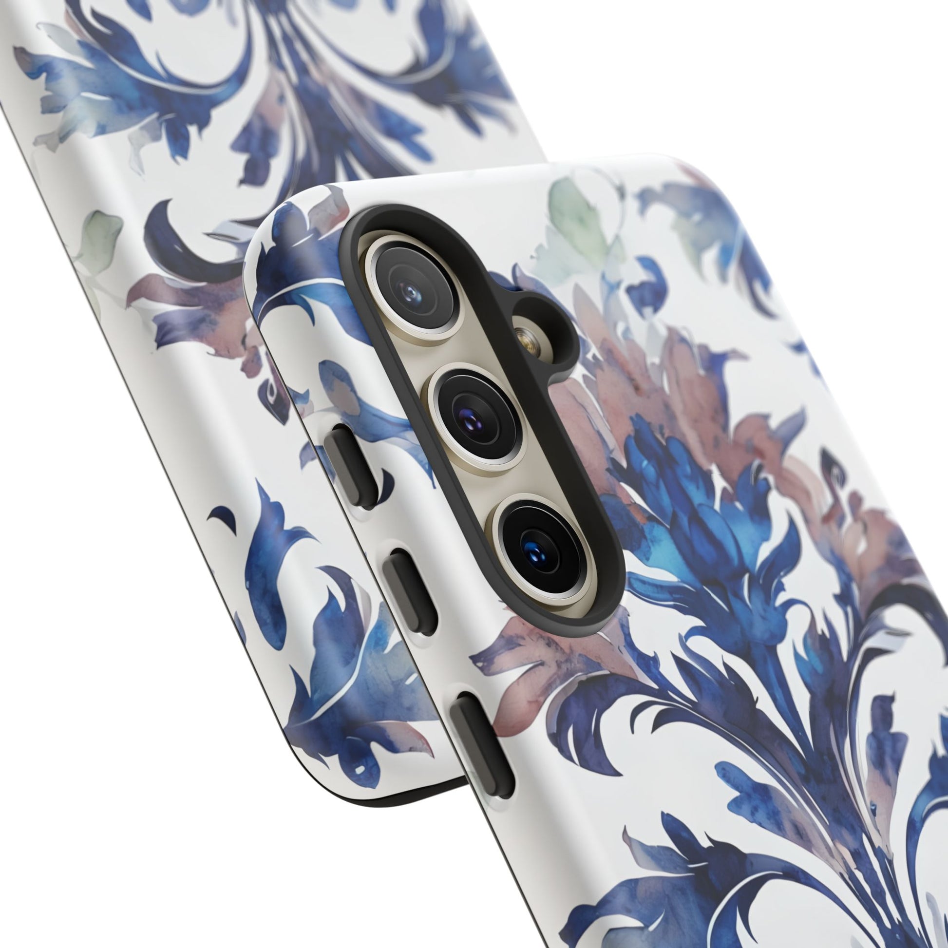 Delft Reverie - Elegant Blue & White Samsung S24 Tough Phone Case - Dutch Delftware-Inspired Floral Design