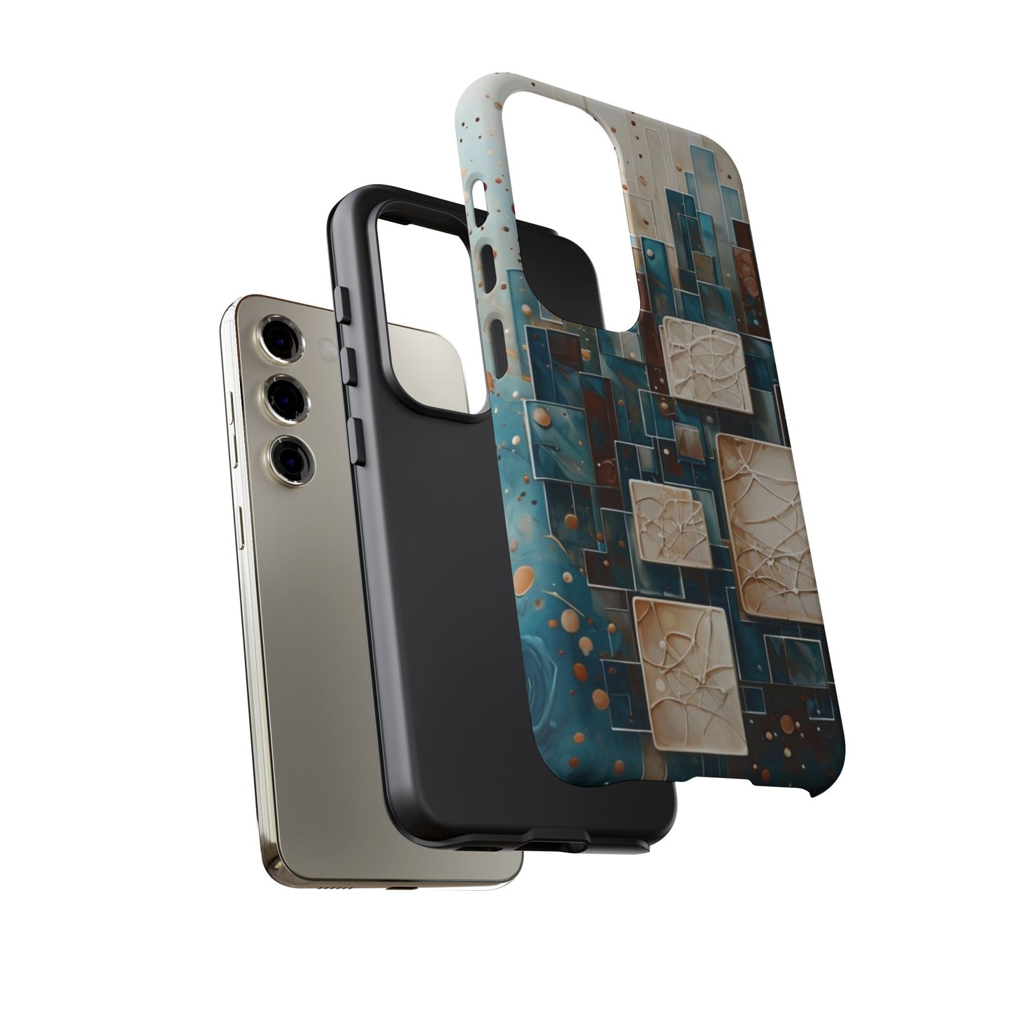 Architectural Drift Samsung Galaxy Case - Modern Geometric Teal & Parchment Design