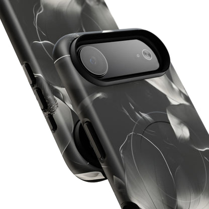 Monochrome Magnolia - Elegant Black & White Floral iPhone MagSafe Phone Case - Artistic Magnolia Design