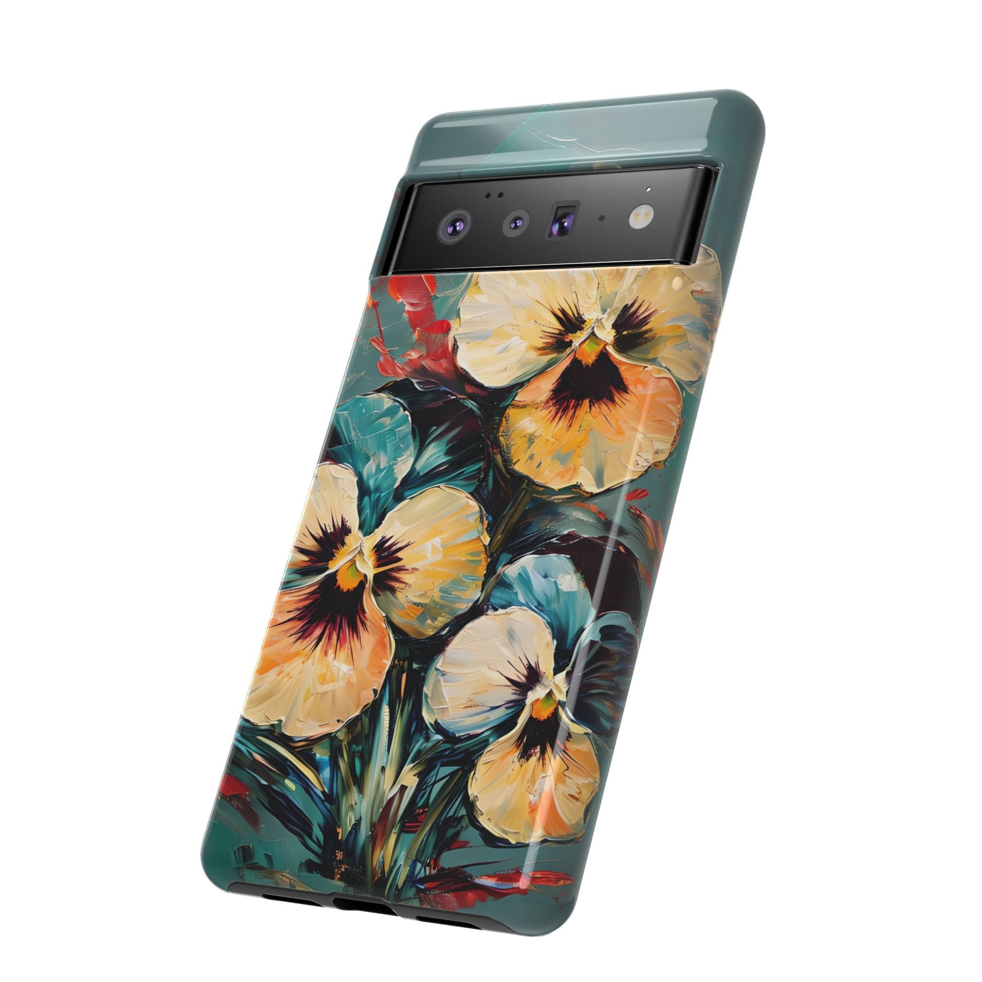 Golden Pansy Cascade Tough Case for Google Pixel 6 Pro - Floral Artistic Shockproof Cover, Elegant Protective Phone Case