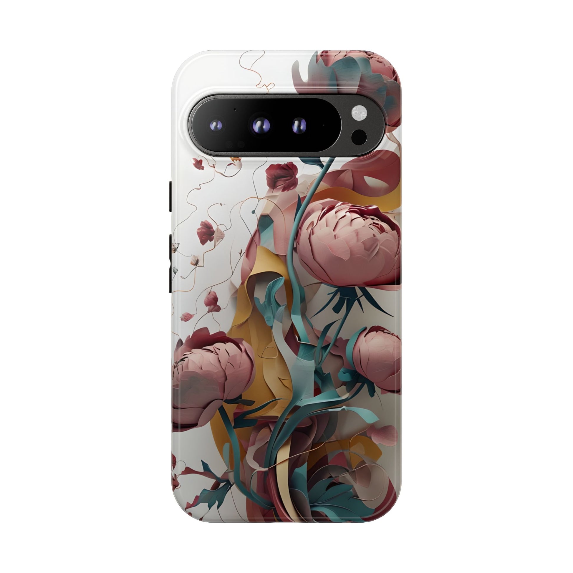 Blushing Peony Veil - Elegant Painterly Floral Google Pixel 9 Pro XL Tough Phone Case - Soft Blush & Teal Peony Design