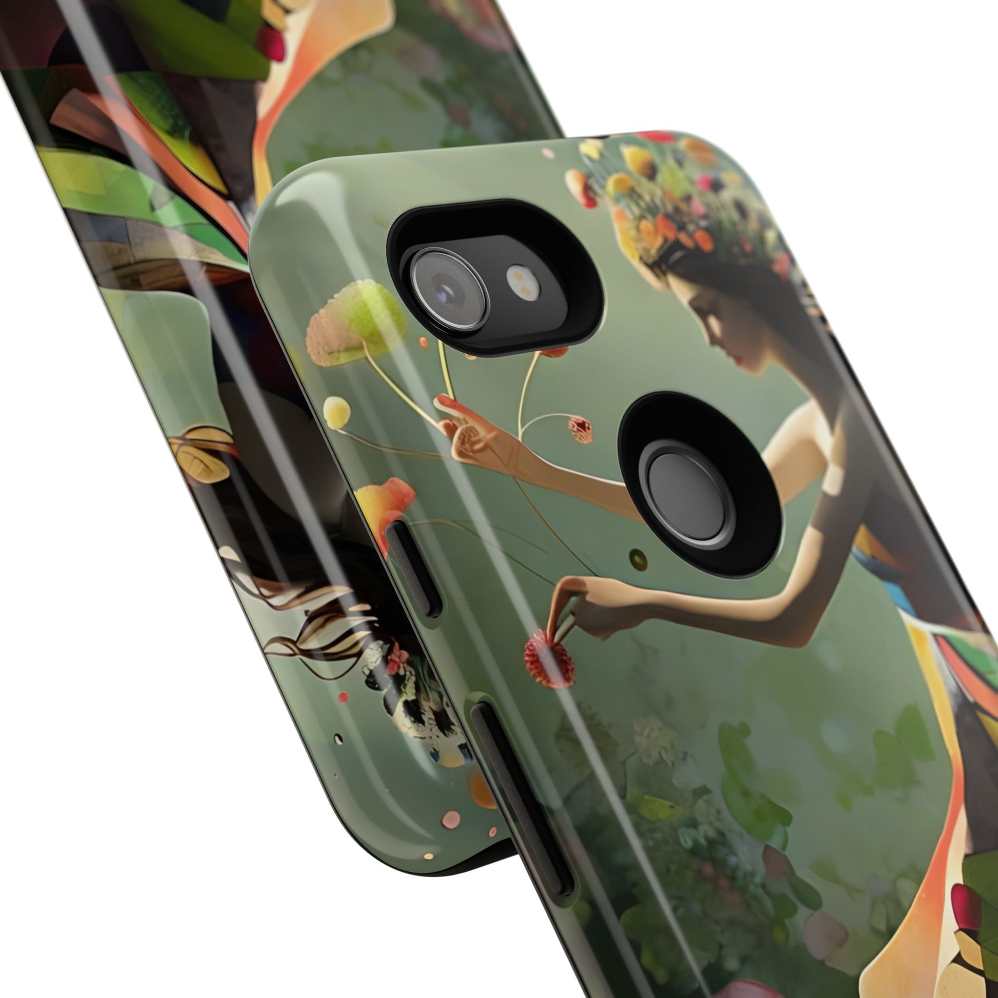 Dancing Wildflower Muse Google Pixel 3a Tough Case - Artistic Floral Fantasy Cover - Whimsical Nature-Inspired Protective Accessory