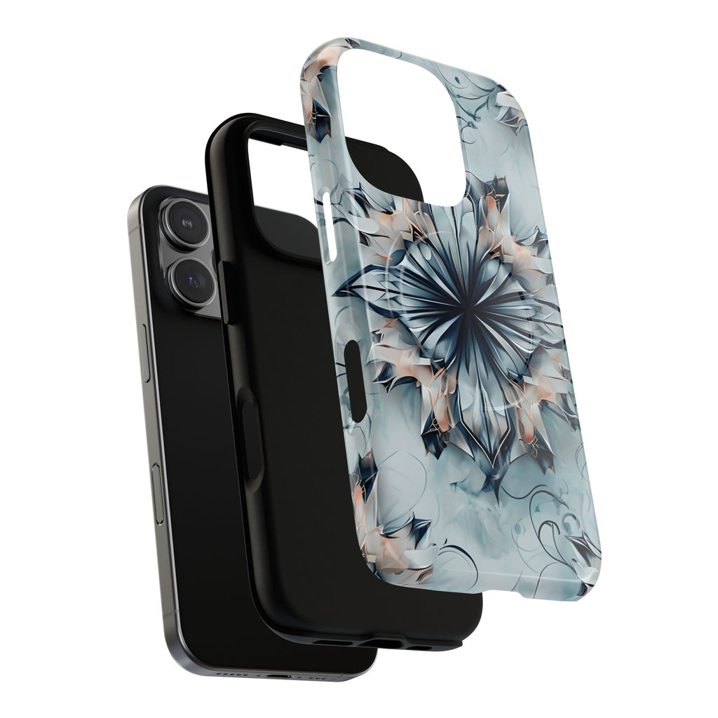 Indigo Mirage - Artistic Kaleidoscope Collection Artistic Floral - iPhone 16 Pro MagSafe Phone Case -Bold Indigo Symmetrical Design