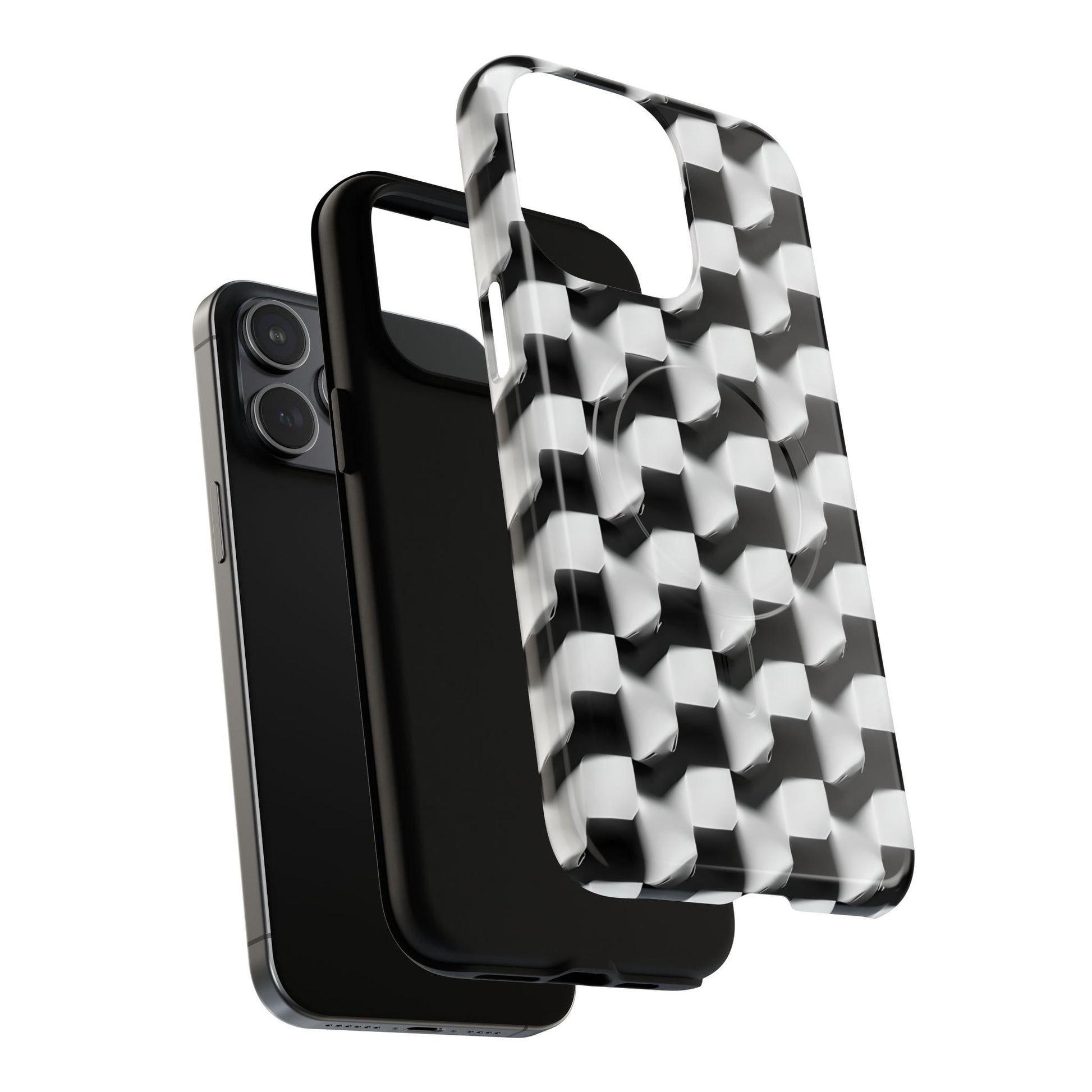 Monochrome Grid - iPhone 15 Pro Max MagSafe Phone Case - Bold, Modern Black & White Design