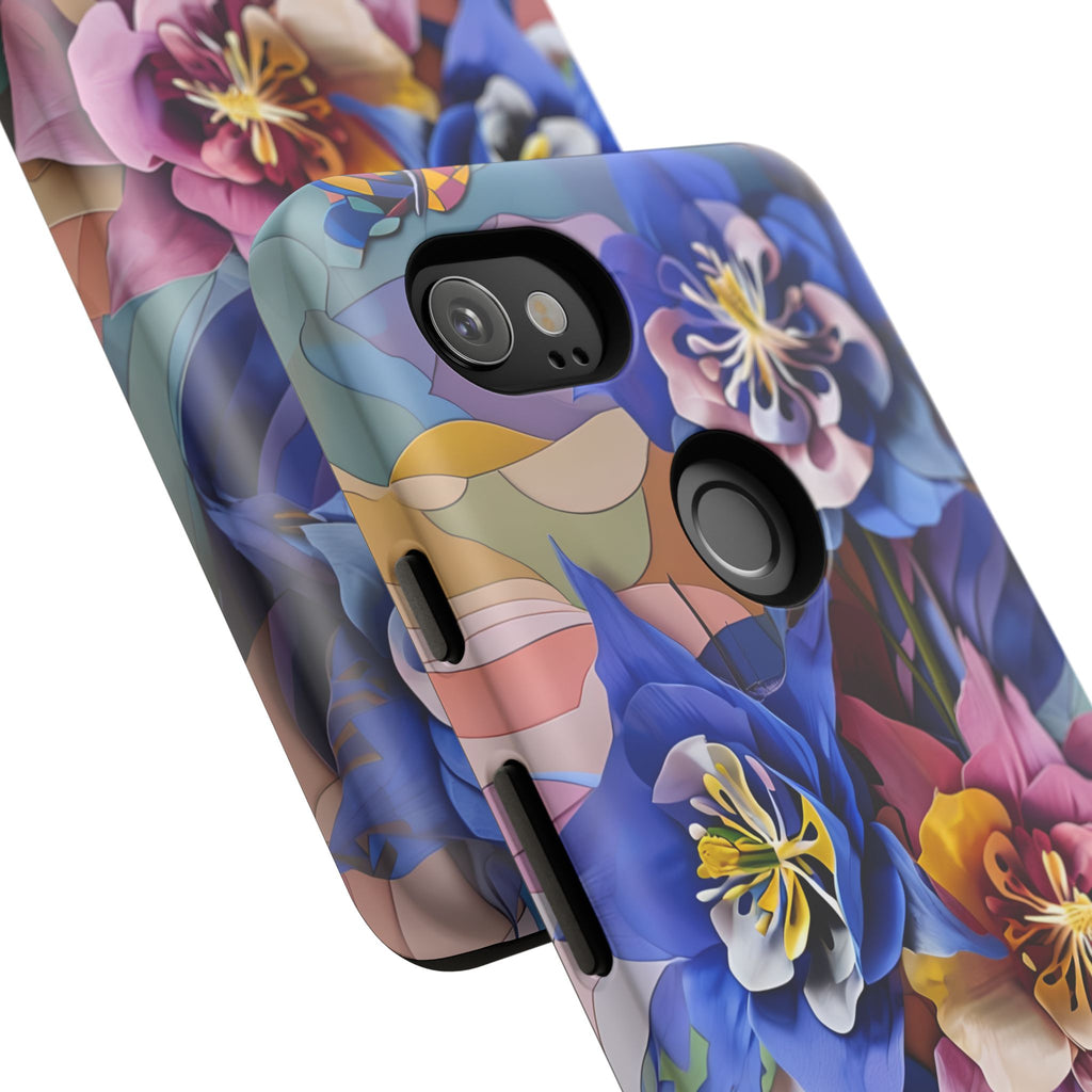 Blue Columbine Carnivale - Artistic Floral & Butterfly Google Pixel 2 XL Tough Phone Case - Vibrant Botanical Design