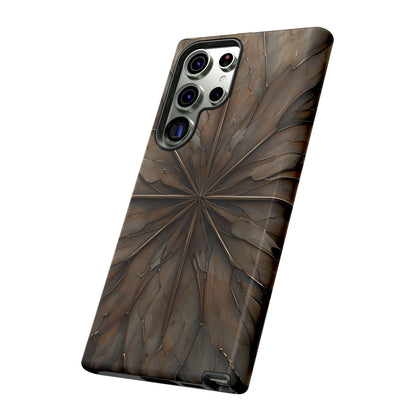 Earthstone Mandala Samsung Galaxy phone case angled view featuring abstract radial mandala design