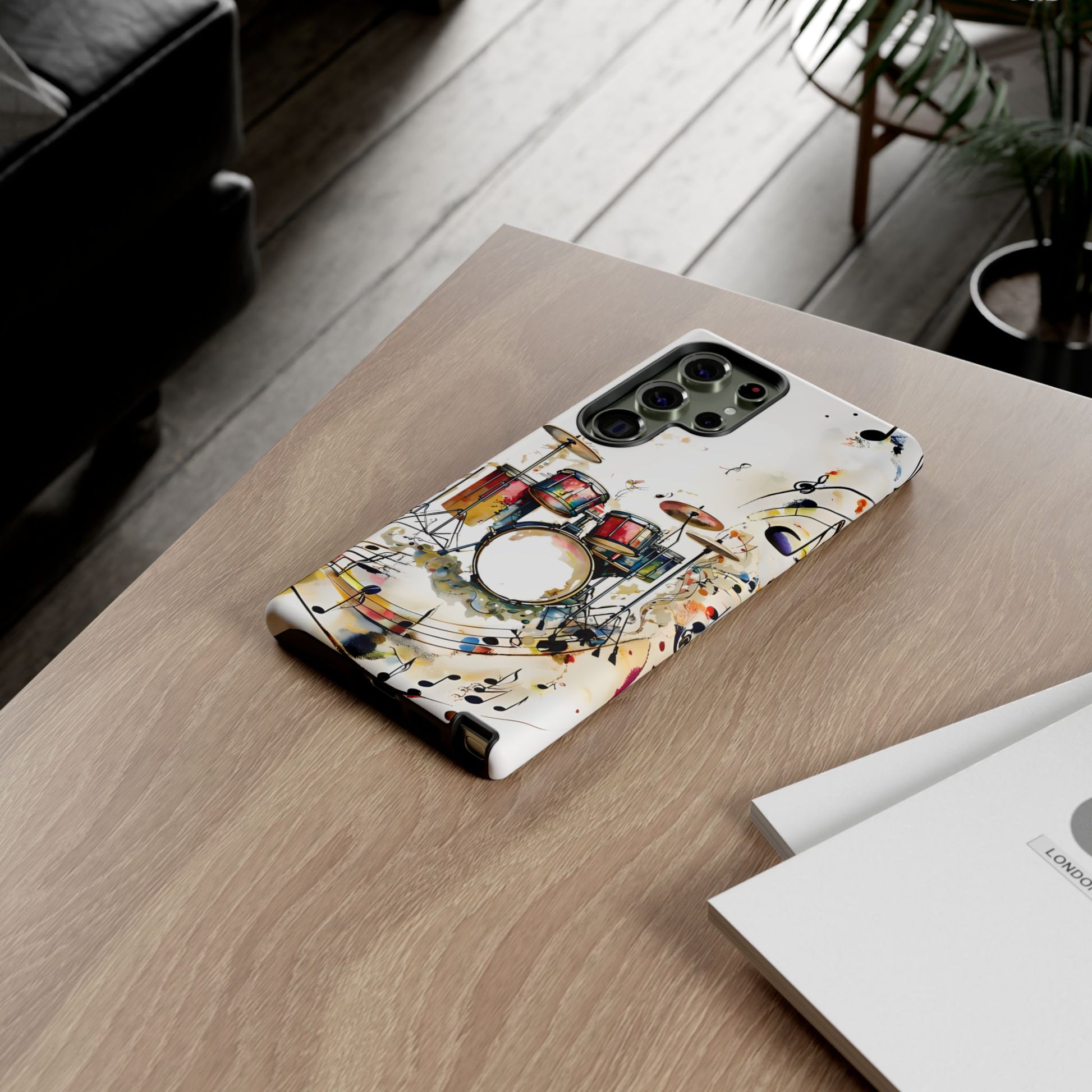 Beatline Abstract Drums and Music Notes Tough Case for Samsung Galaxy S23 Ultra - Shockproof Phone Cover