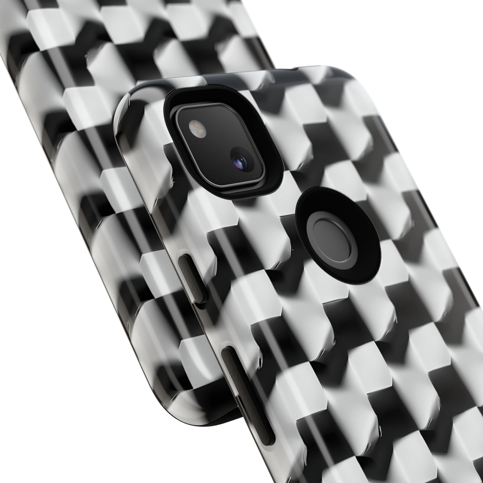 Monochrome Grid Tough Case for Google Pixel 4a - Classic Checkerboard, Black & White, Minimalist Trend