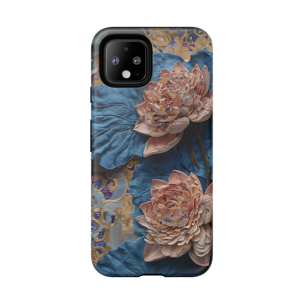 Peony Midnight Tapestry - Google Pixel 4 - Elegant Blue & Blush Artful Phone Cover
