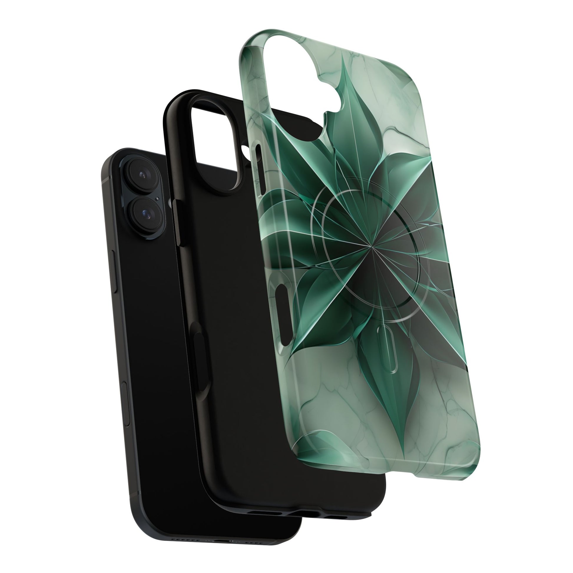 Emerald Bloom - iPhone 16 Plus MagSafe Phone Case - Rich Emerald Modern Design