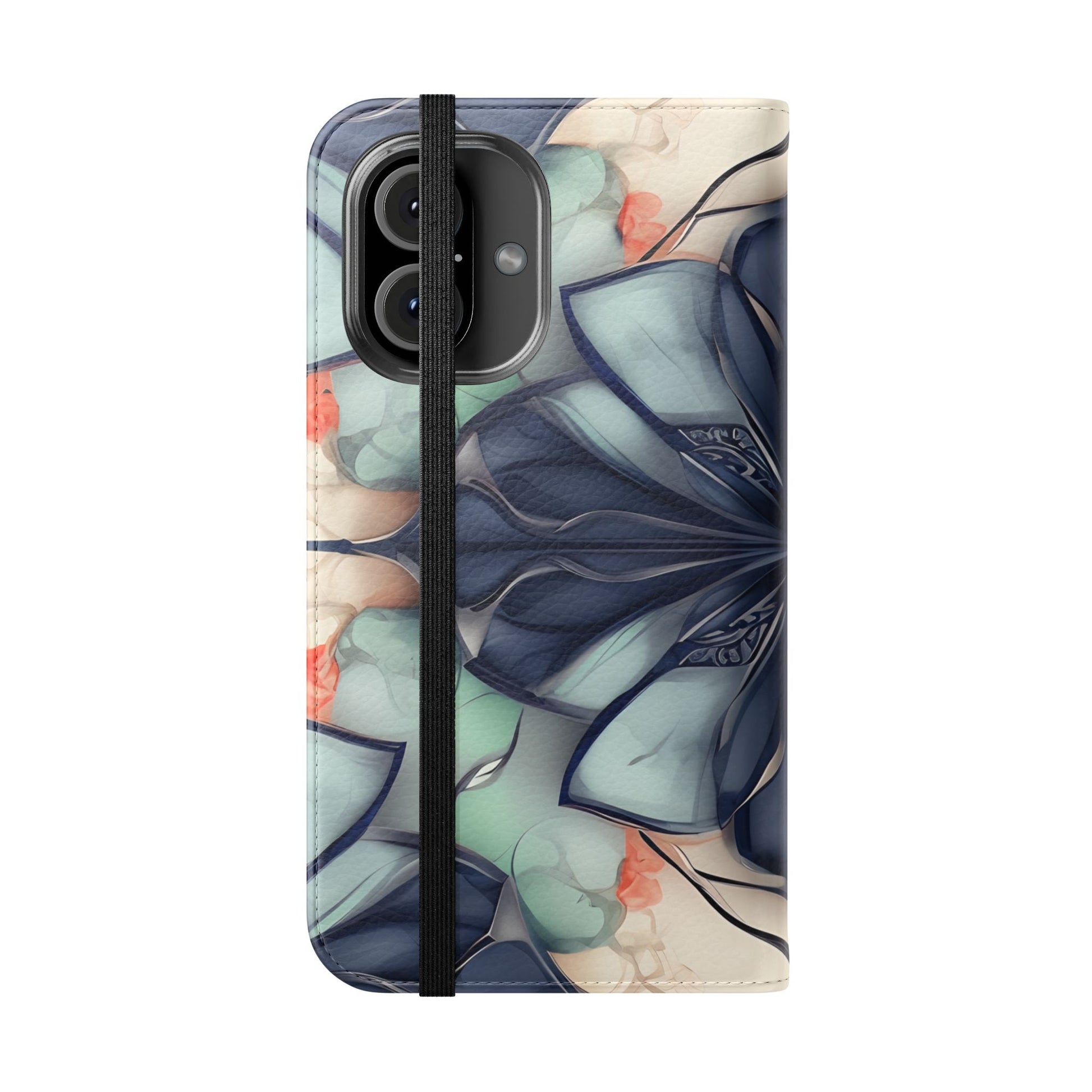 Midnight Mosaic - Abstract Floral Flip Phone Case for iPhone 16