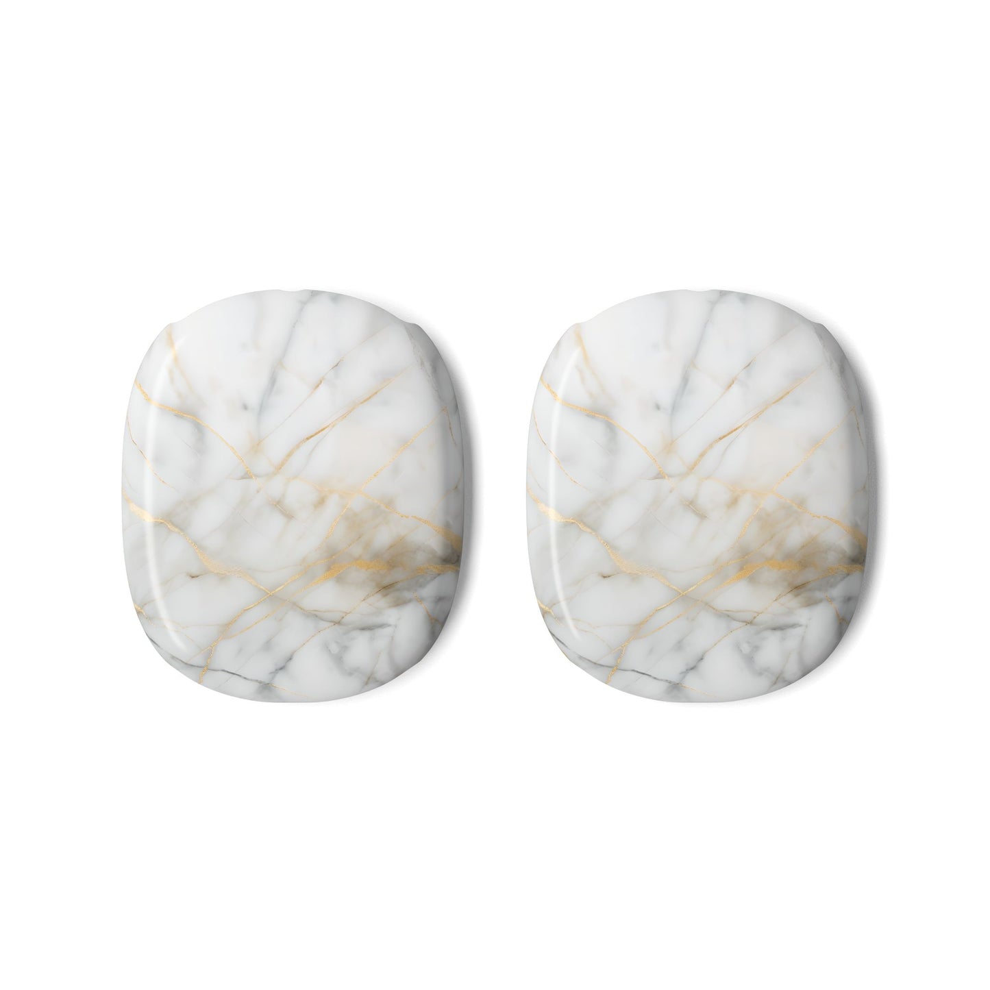 Golden Vein AirPods Max ear cup covers with light white marble pattern and subtle golden veins, flat product view