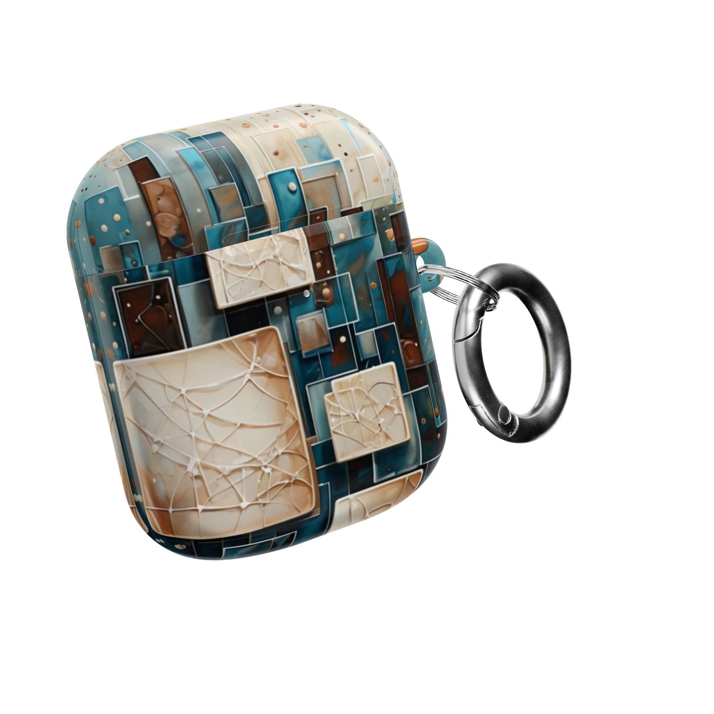 Architectural Drift AirPods Case - Modern Geometric Teal & Parchment Design for Gen 1, 2, 3, Pro Gen 1 & 2