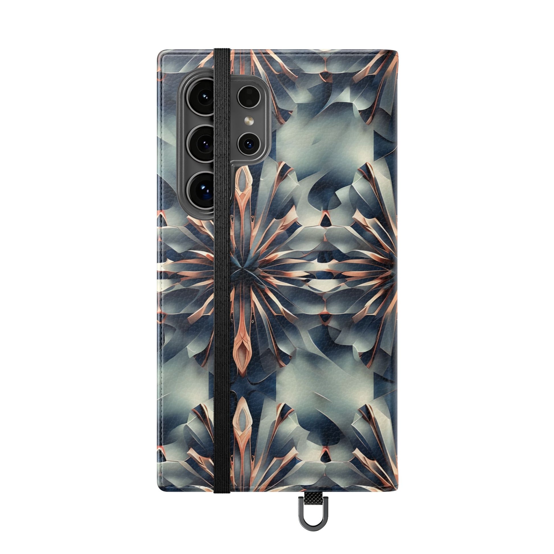 Obsidian Kaleidoscope Samsung Galaxy S24 Ultra Wallet Case - Elegant Abstract Flip Cover with Card Slots
