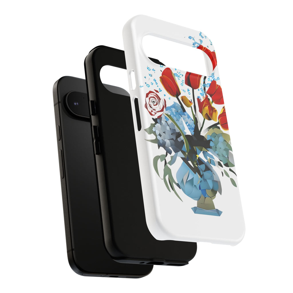 Bouquet Brilliance - Artistic Floral Google Pixel 9 Tough Phone Case - Vibrant Tulip, Rose & Hydrangea Design