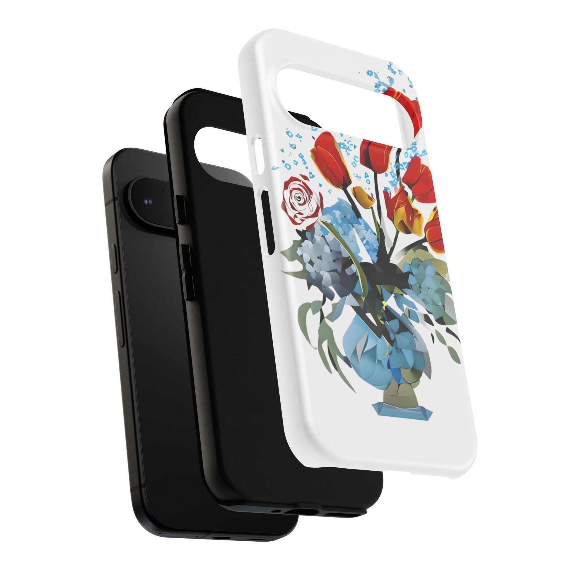 Bouquet Brilliance - Artistic Floral Google Pixel 9 Tough Phone Case - Vibrant Tulip, Rose & Hydrangea Design