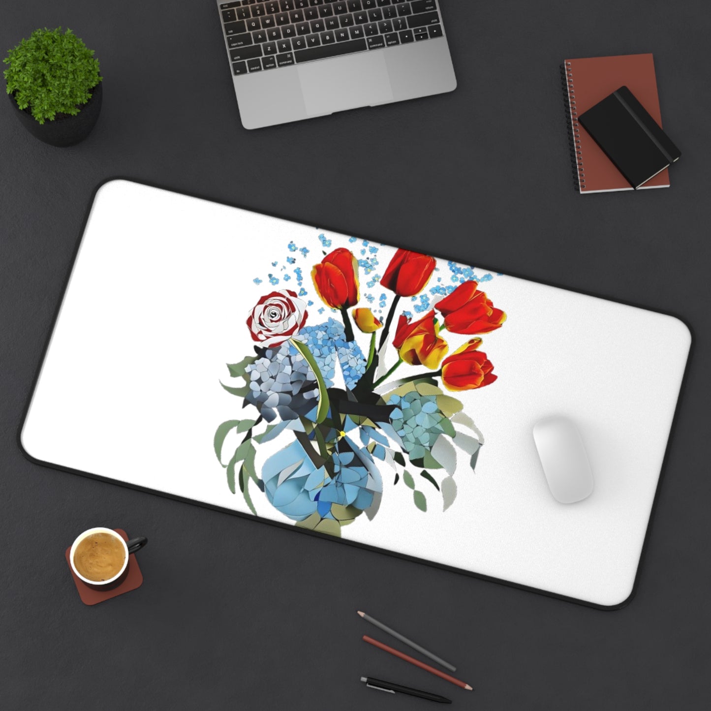 Bouquet Brilliance Desk Mat - Premium Office Desk Pad, 3 Sizes Available, Artistic Workspace Protection