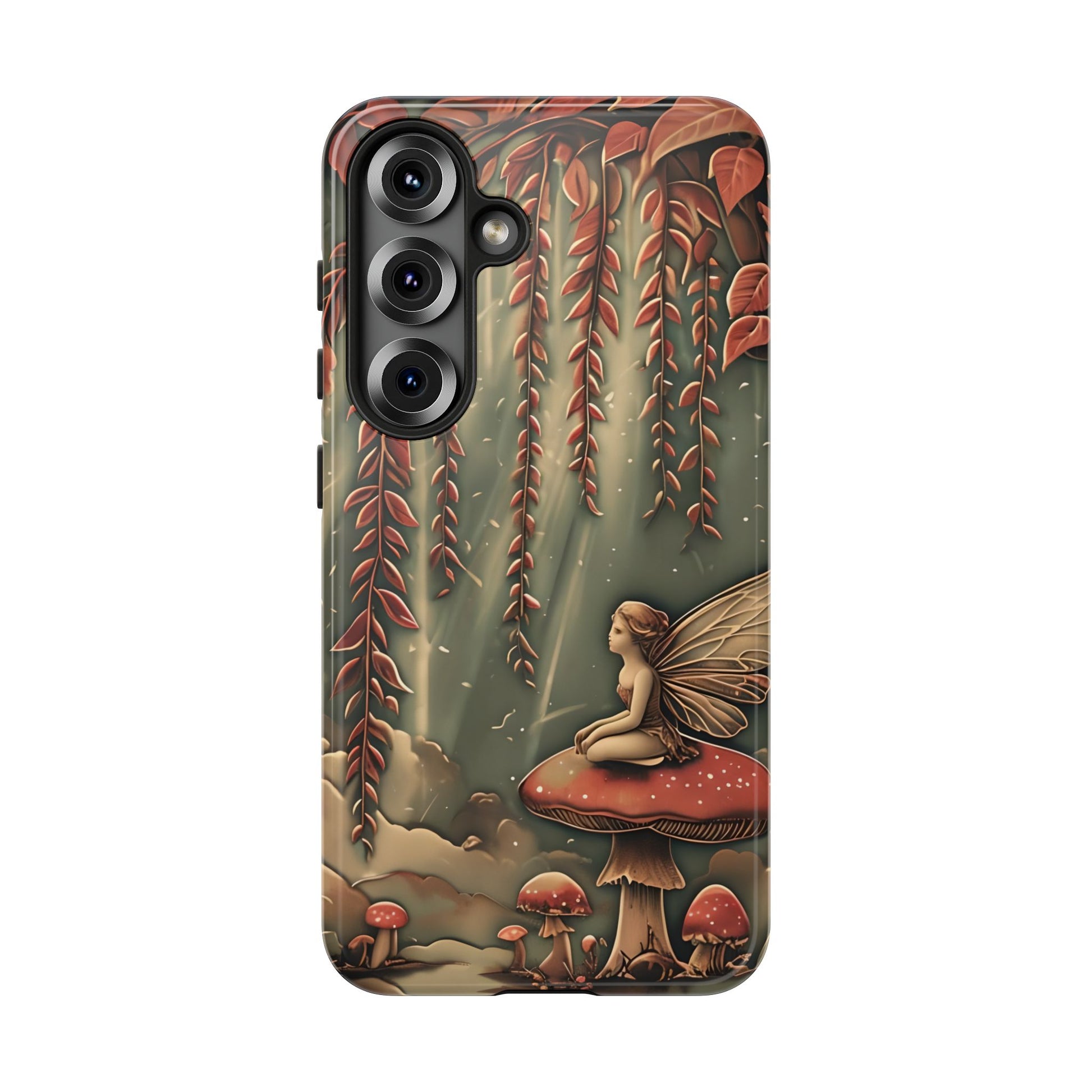 Willow Whisper - Tranquil Nature Art Samsung Galaxy S25 Tough Phone Case - Serene Willow Tree & Meditative Figure Design