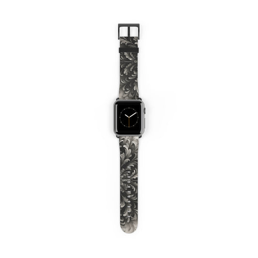 Obsidian Bloom Designer Apple Watch Band - Premium Custom Strap for Series 1-9, SE & Ultra - Artistic Vegan Leather