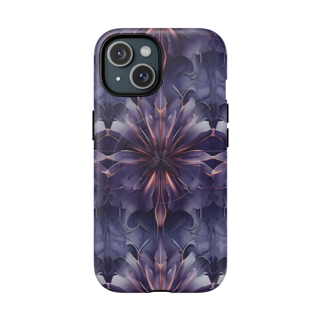 Twilight Tapestry - iPhone 15 MagSafe Phone Case - Purple Kaleidoscope Design