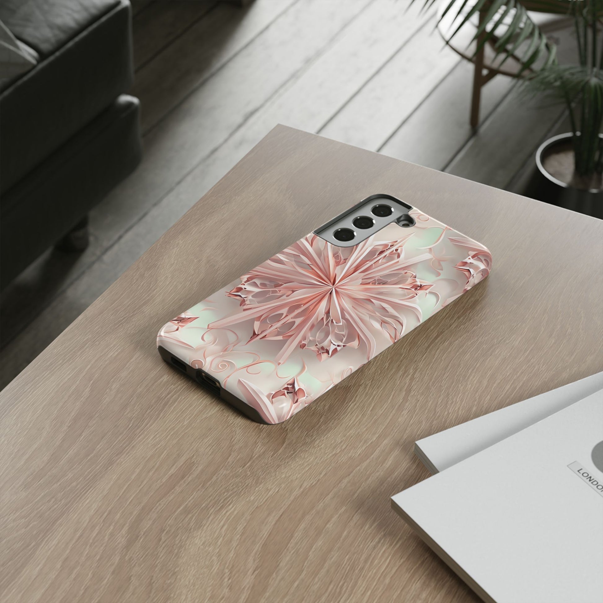 Blush Frost from our Kaleidoscope Collection - Samsung Galaxy S22 Plus tough case - Soft Pink Geometric Floral Design