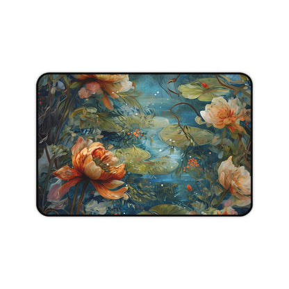 Waterlily Nocturne Designer Desk Mat - Premium Office Desk Pad, 3 Sizes Available, Artistic Workspace Protection