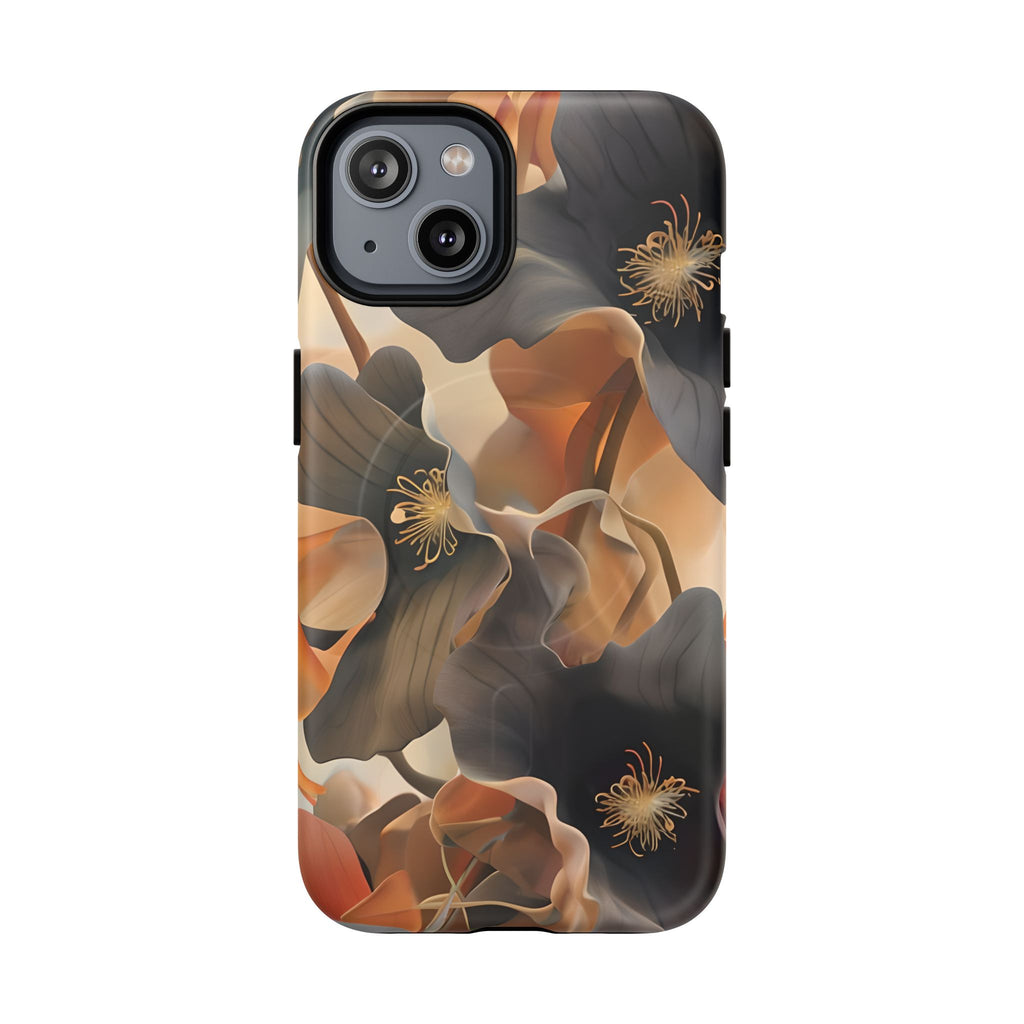 Autumn Ember - Moody Floral Art iPhone 14 MagSafe Phone Case -Warm Earthy Botanical Design