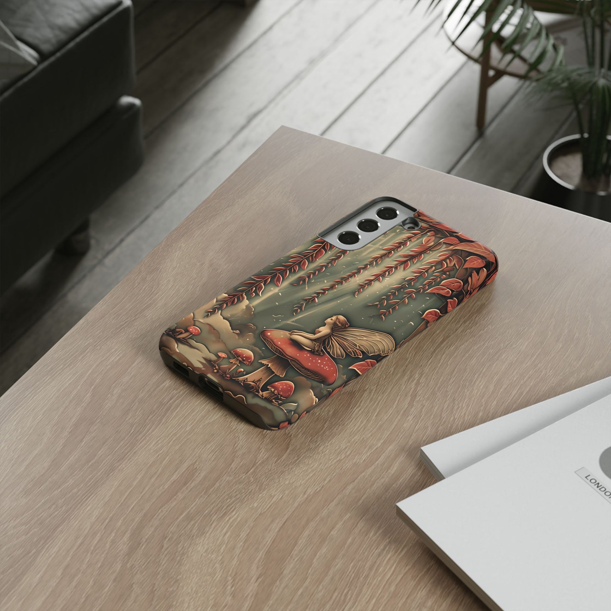 Willow Whisper - Tranquil Nature Art Samsung Galaxy S22 Plus Tough Phone Case - Serene Willow Tree & Meditative Figure Design