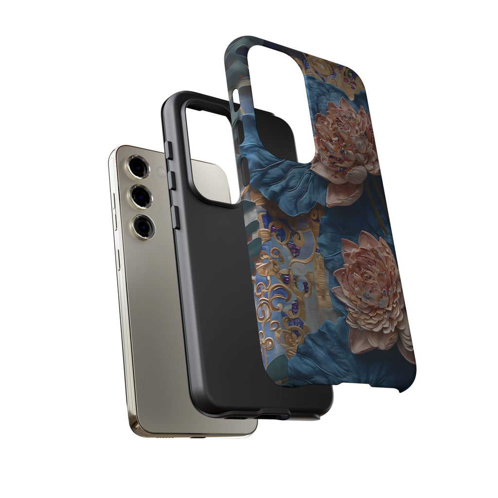 Peony Midnight Tapestry - Samsung Galaxy S23 - Elegant Blue & Blush Artful Phone Cover