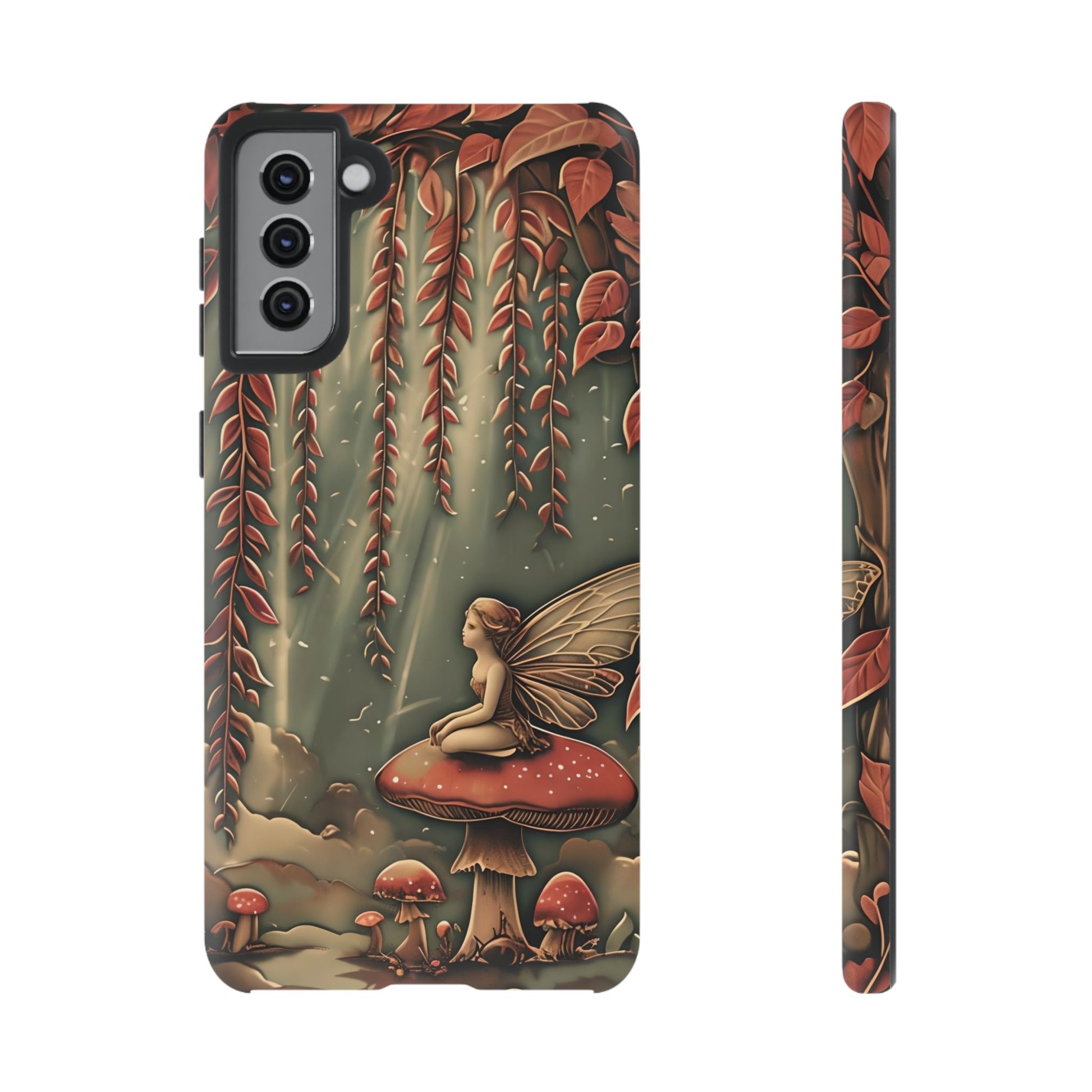 Willow Whisper - Tranquil Nature Art Samsung Galaxy S21 Plus Tough Phone Case - Serene Willow Tree & Meditative Figure Design