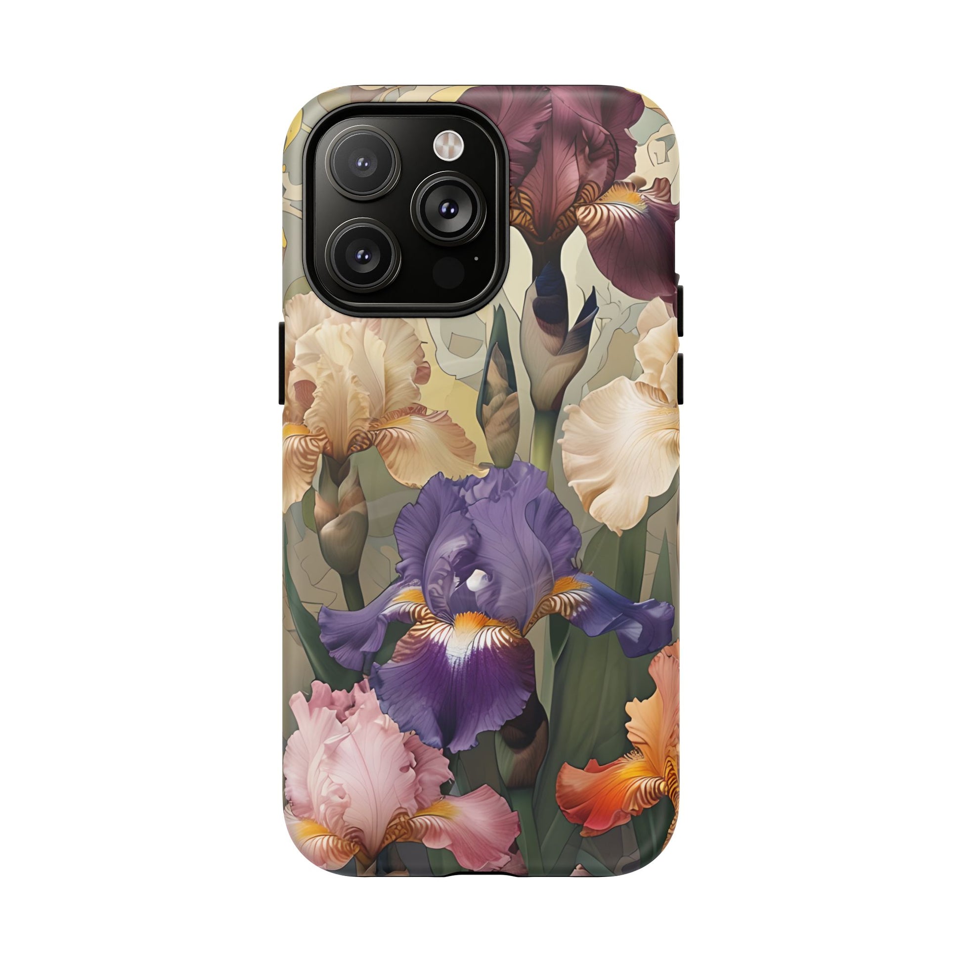 Iris Reverie - Elegant Painterly - iPhone 14 Pro Max - MagSafe Compatible - Artistic Purple & Cream Iris Design