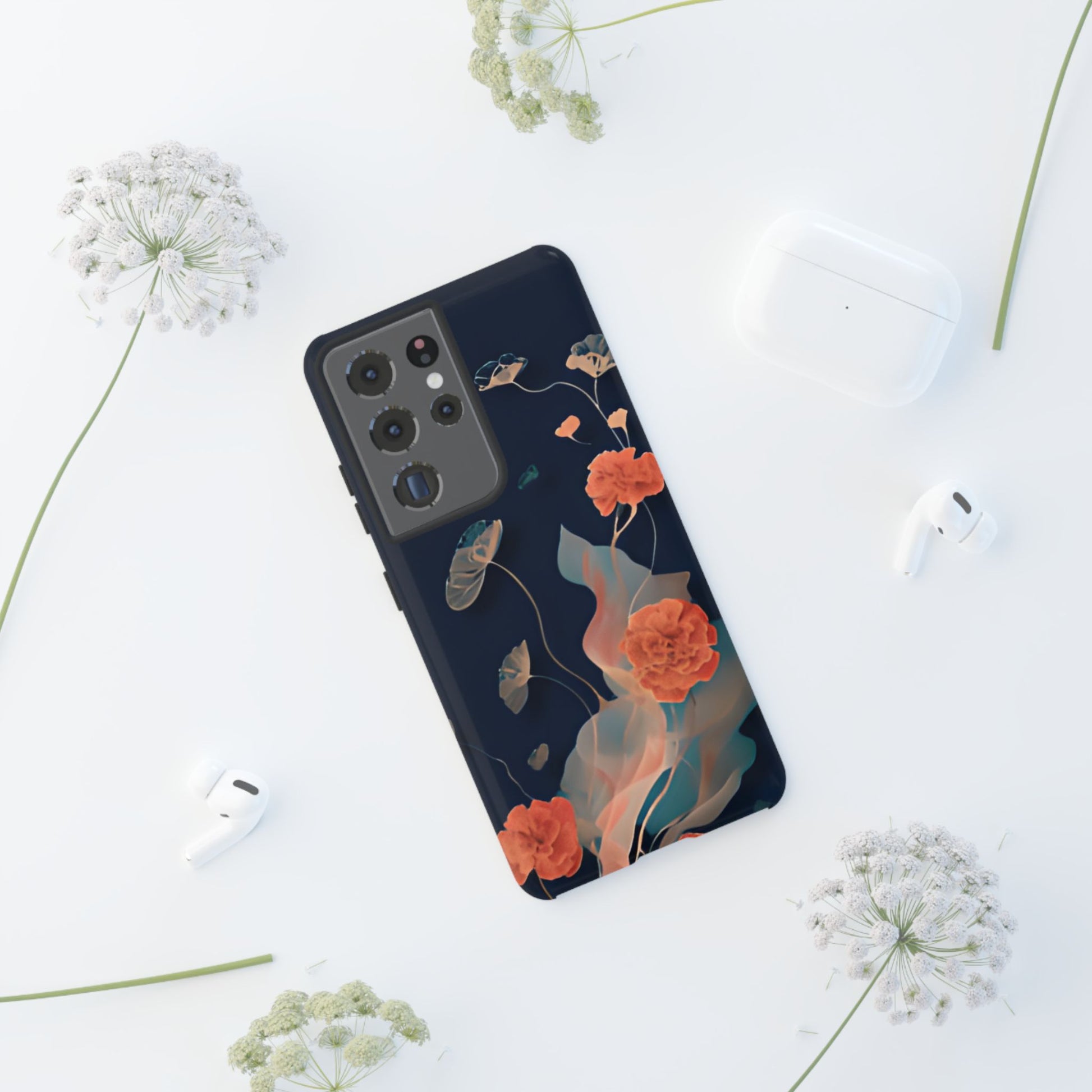 Lotus Reverie - Elegant Artistic Floral Samsung Galaxy S21 Ultra Tough Phone Case - Painterly Lotus Blossom Design