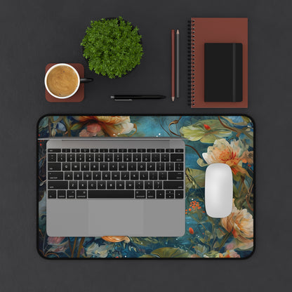 Waterlily Nocturne Designer Desk Mat - Premium Office Desk Pad, 3 Sizes Available, Artistic Workspace Protection