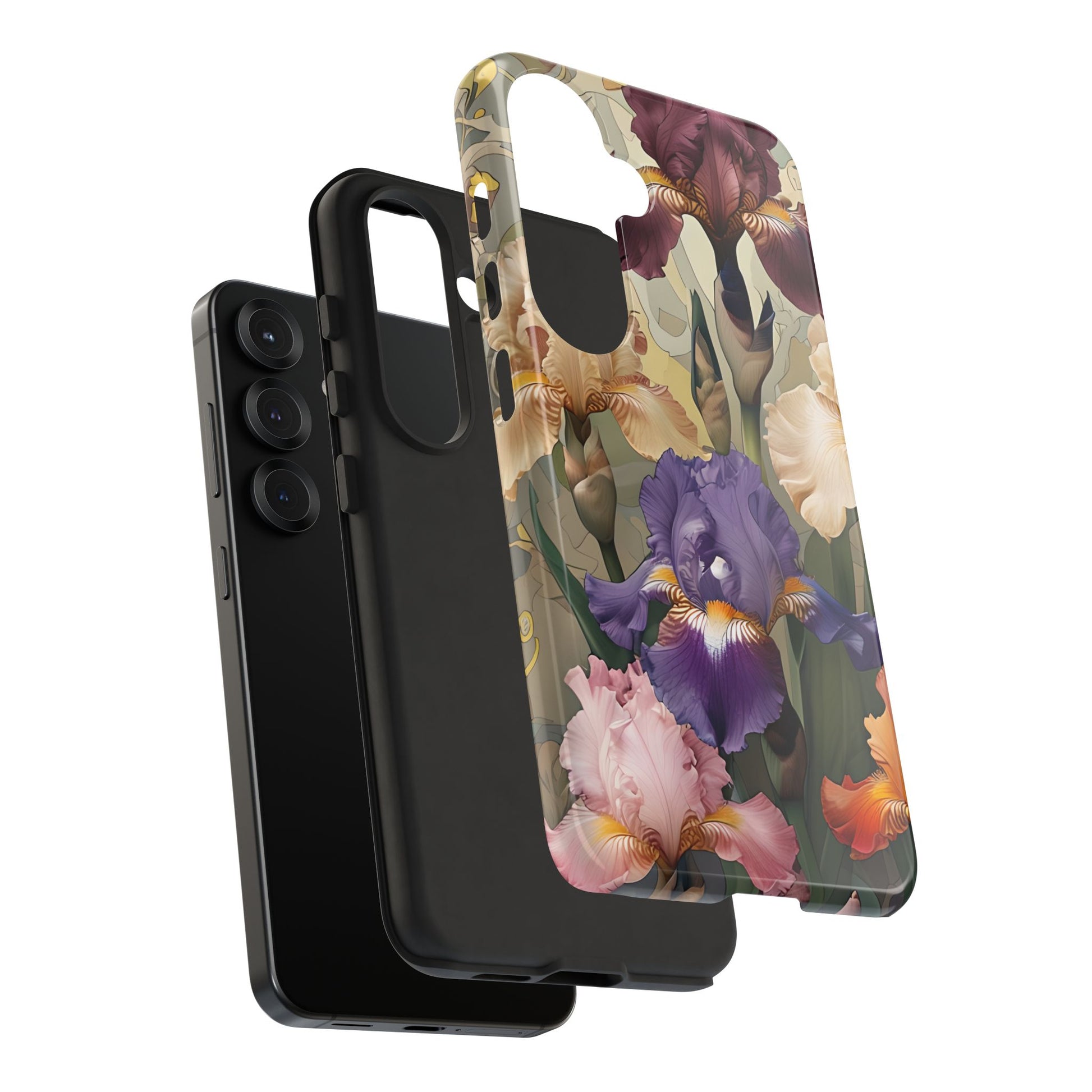 Iris Reverie - Elegant Painterly Floral Samsung Galaxy S25 Phone Case - Artistic Purple & Cream Iris Design