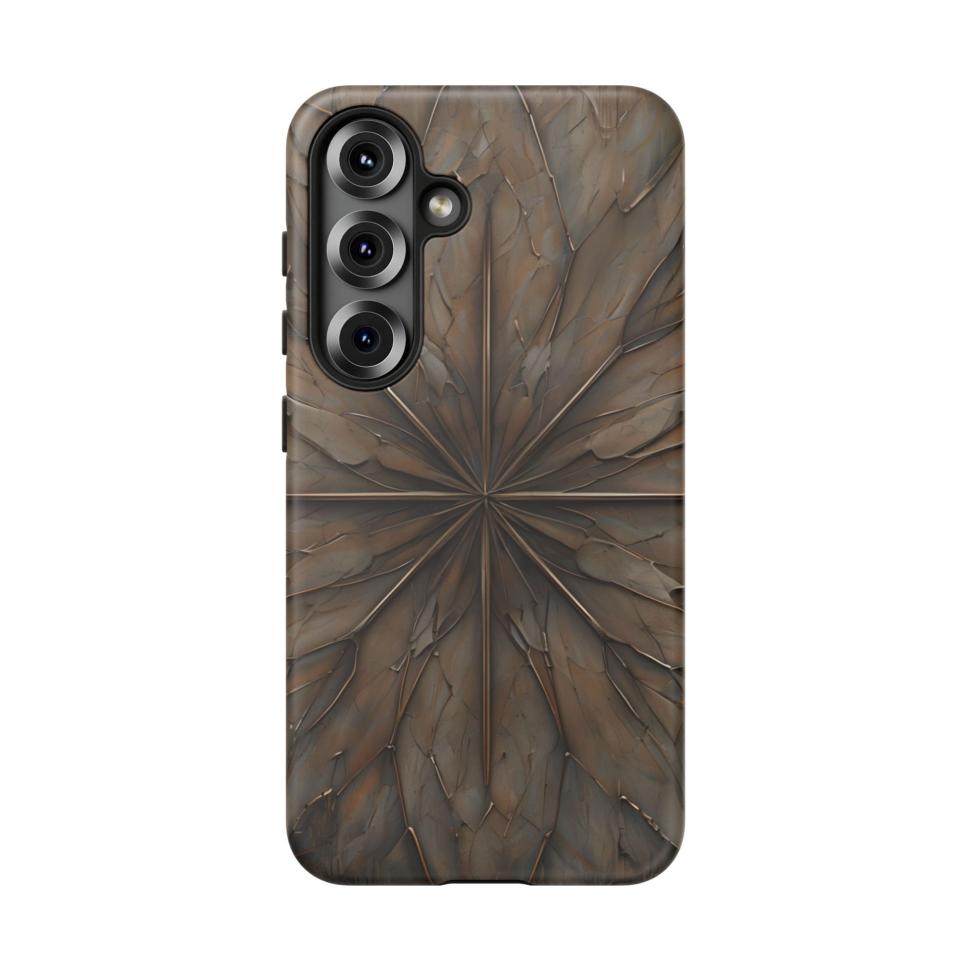 Earthstone Mandala - Kaleidoscope Collection Artistic Taupe Burst - Samsung Galaxy S25 Tough Phone Case