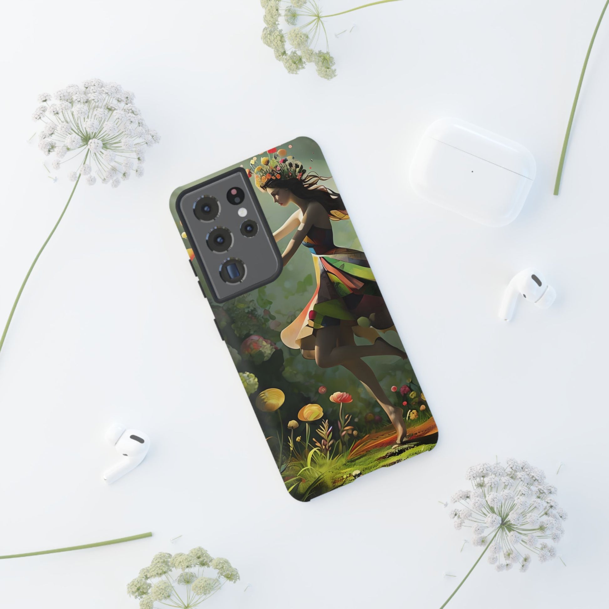 Dancing Wildflower Muse Samsung Galaxy S21 Ultra Tough Case - Artistic Floral Fantasy Cover - Whimsical Nature-Inspired Protective Accessory