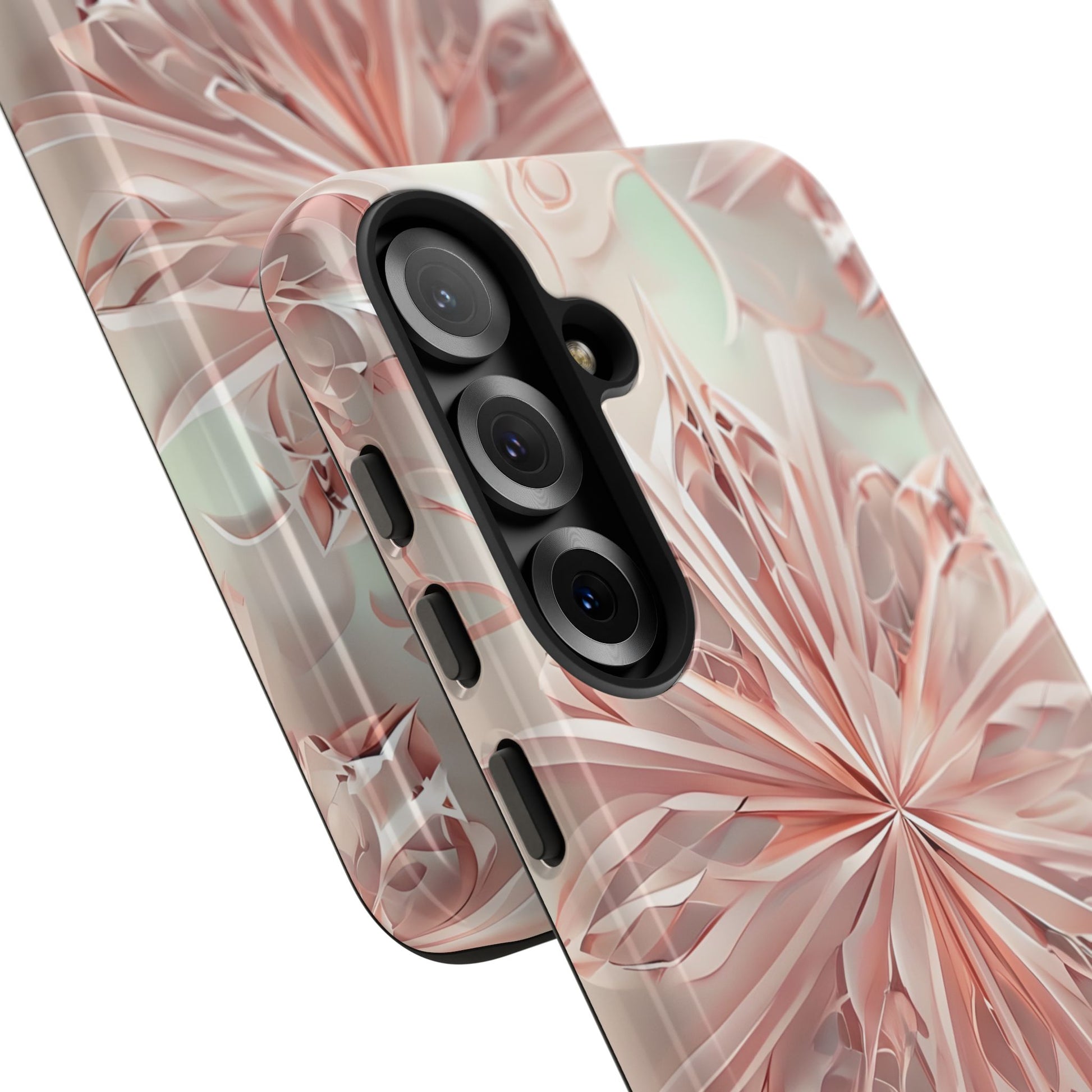 Blush Frost from our Kaleidoscope Collection - Samsung Galaxy S25 Plus tough case - Soft Pink Geometric Floral Design