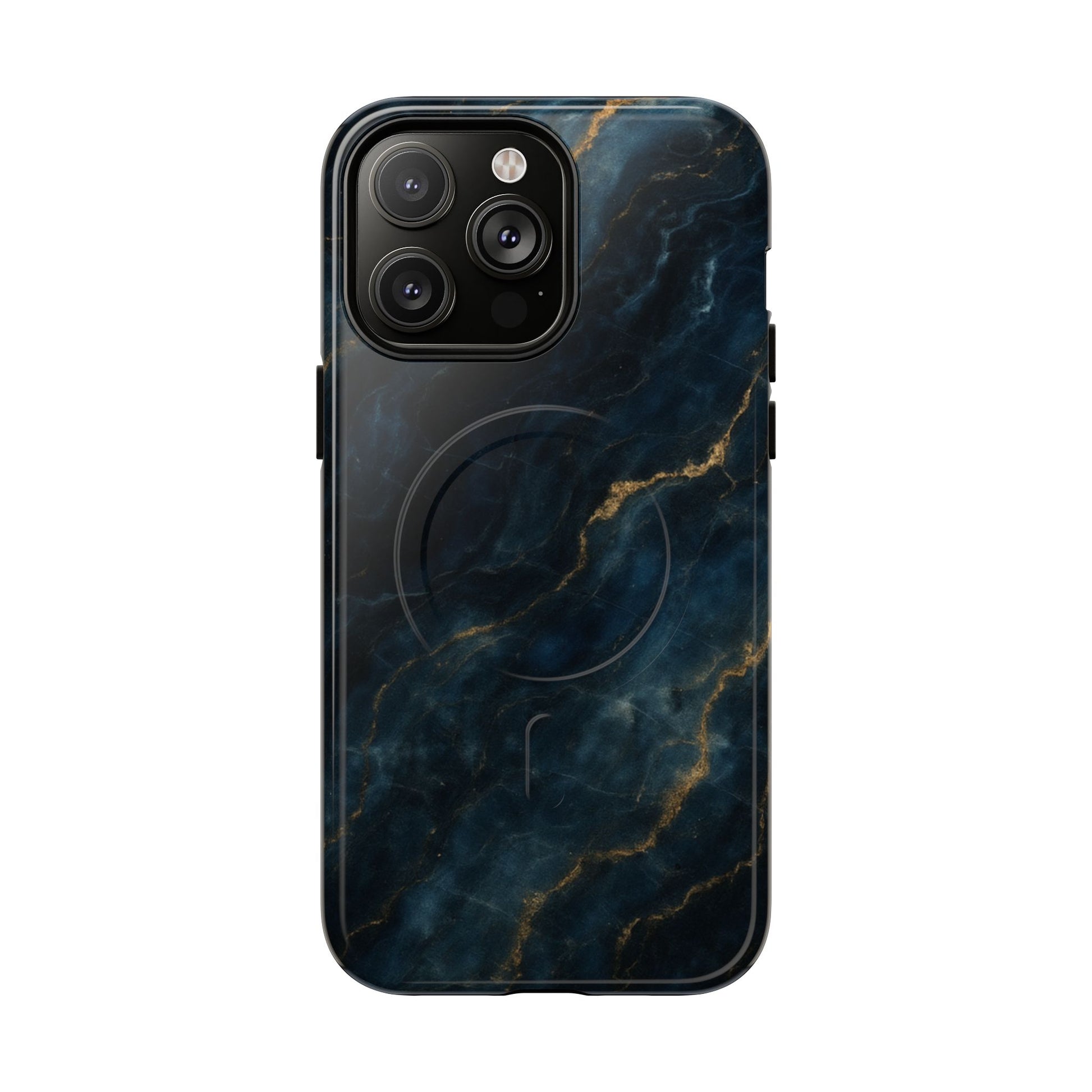 Midnight Marble MagSafe iPhone 14 Pro Max Case - Deep Blue Marble Design Shockproof Cover