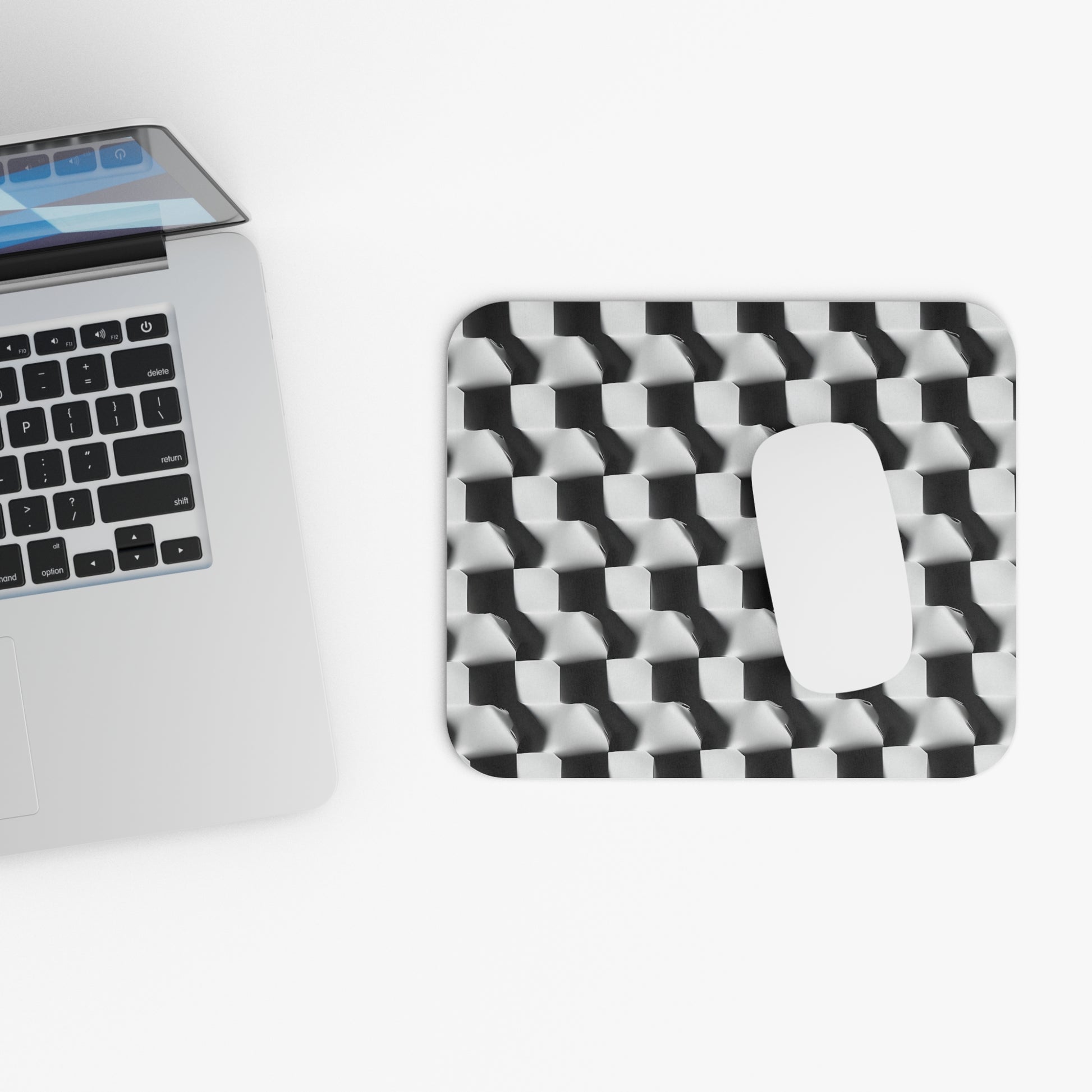 Monochrome Grid Mouse Pad - Premium 9x8 " Non-Slip Desk Mat for Work, Gaming & Office Decor