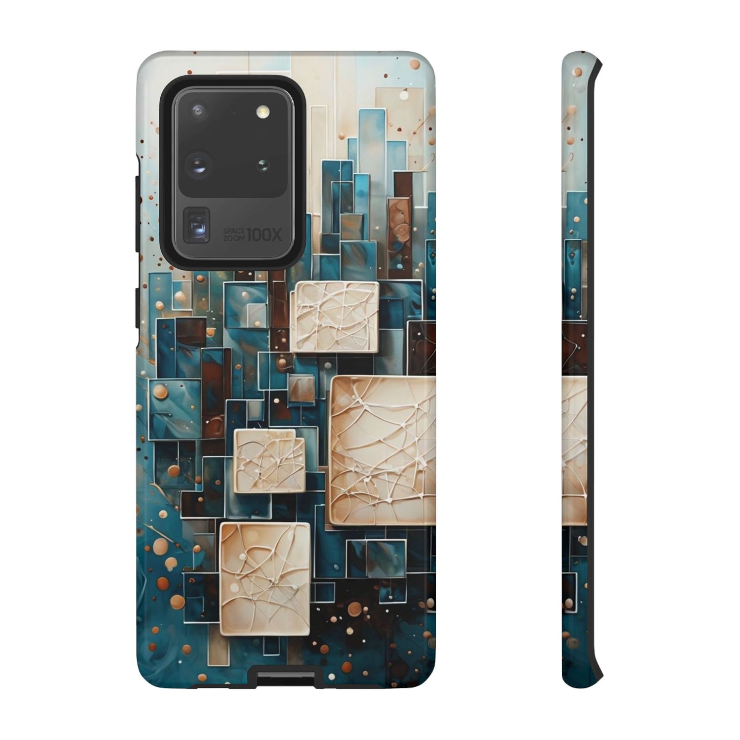 Architectural Drift Samsung Galaxy Case - Modern Geometric Teal & Parchment Design