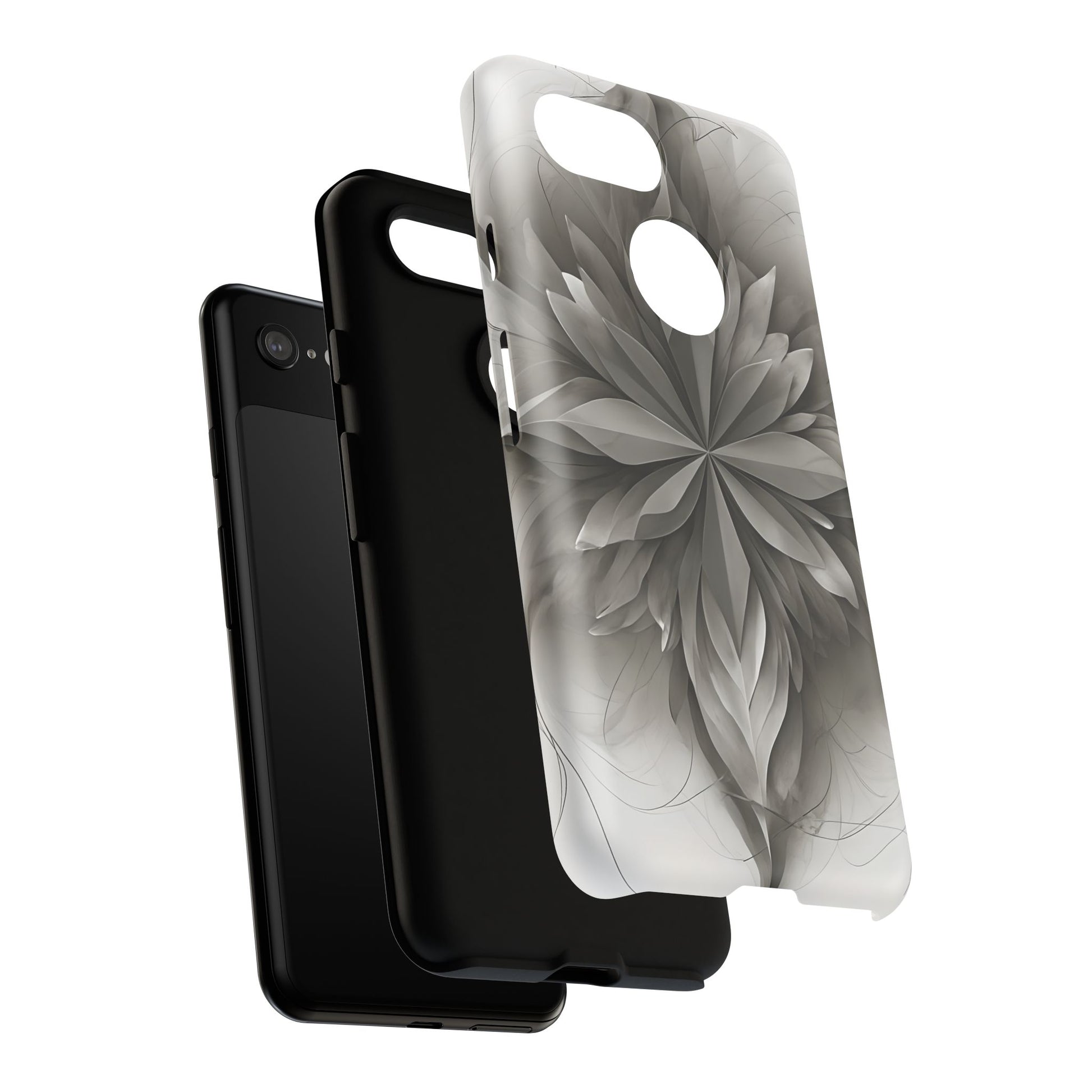 Silver Lotus - Elegant Monochrome Floral Google Pixel 3 Tough Phone Case - Modern Lotus Design