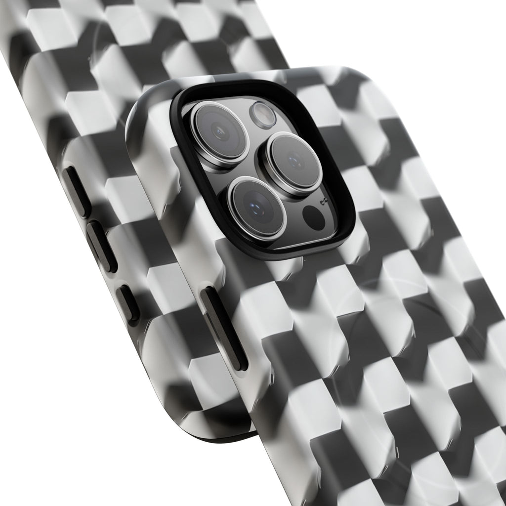Monochrome Grid - iPhone 16 Pro Max MagSafe Phone Case - Bold, Modern Black & White Design