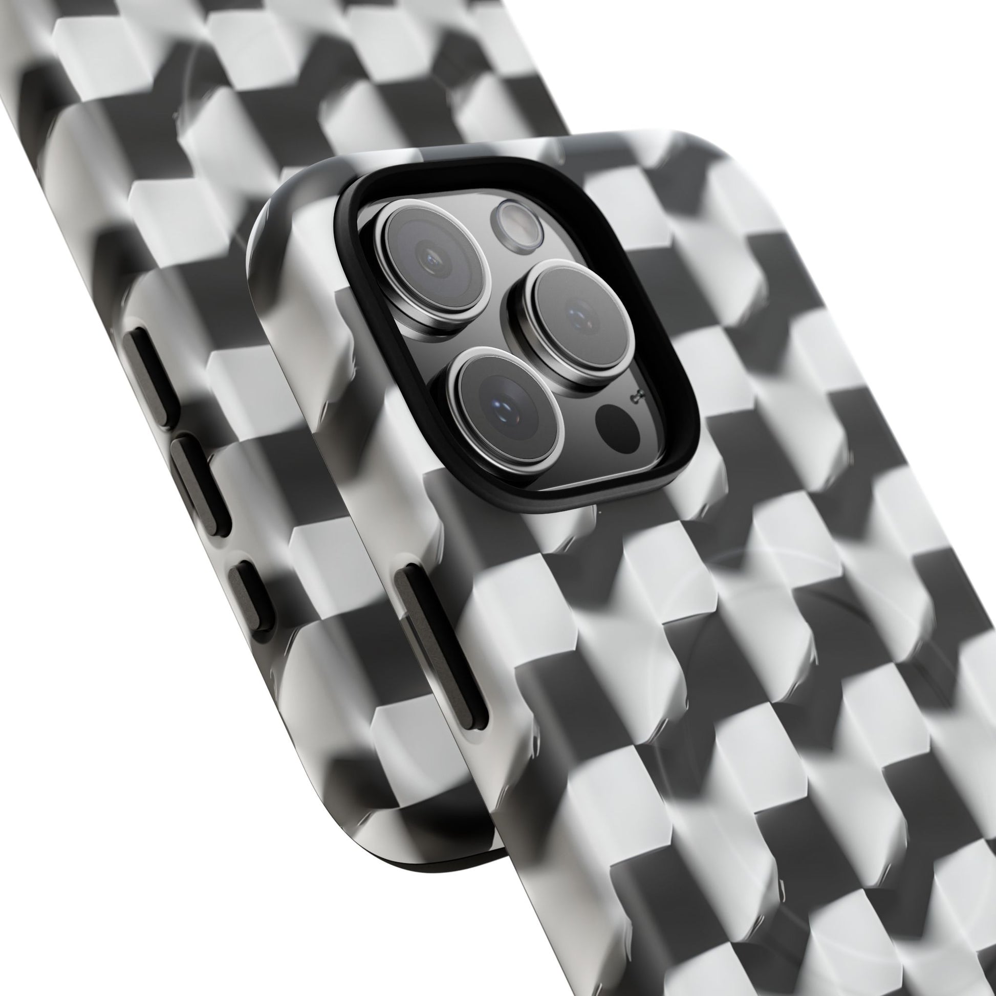 Monochrome Grid - iPhone 16 Pro Max MagSafe Phone Case - Bold, Modern Black & White Design