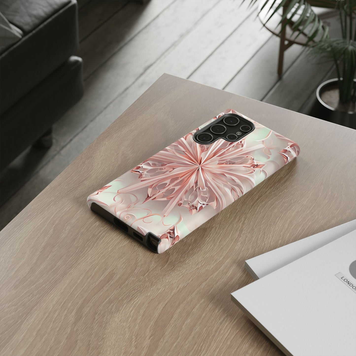 Blush Frost from our Kaleidoscope Collection - Samsung Galaxy tough case - Soft Pink Geometric Floral Design