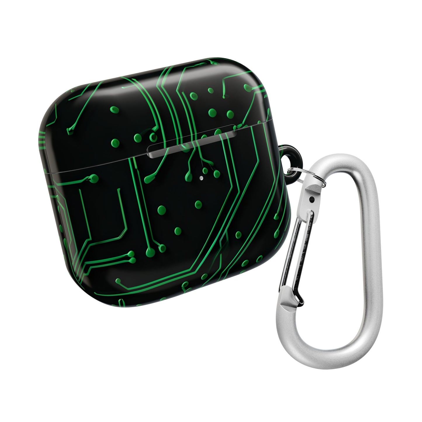 Green Circuit Grid AirPod Case - Green & Black Computer Design Earbud Cover for Gen 1, 2, 3, Pro Gen 1 & 2